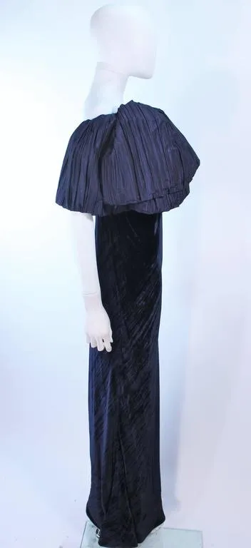 JACQUELINE DE RIBES Navy Velvet Gown Size 6-8