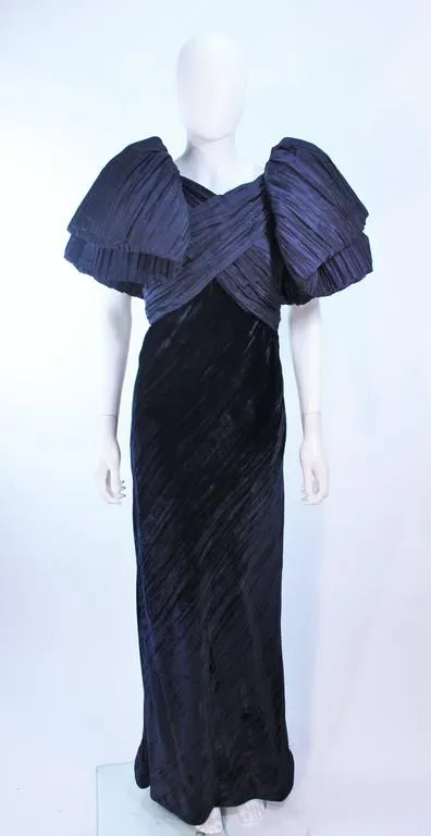 JACQUELINE DE RIBES Navy Velvet Gown Size 6-8