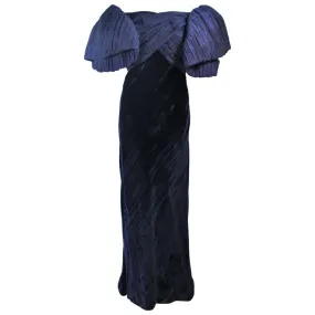 JACQUELINE DE RIBES Navy Velvet Gown Size 6-8