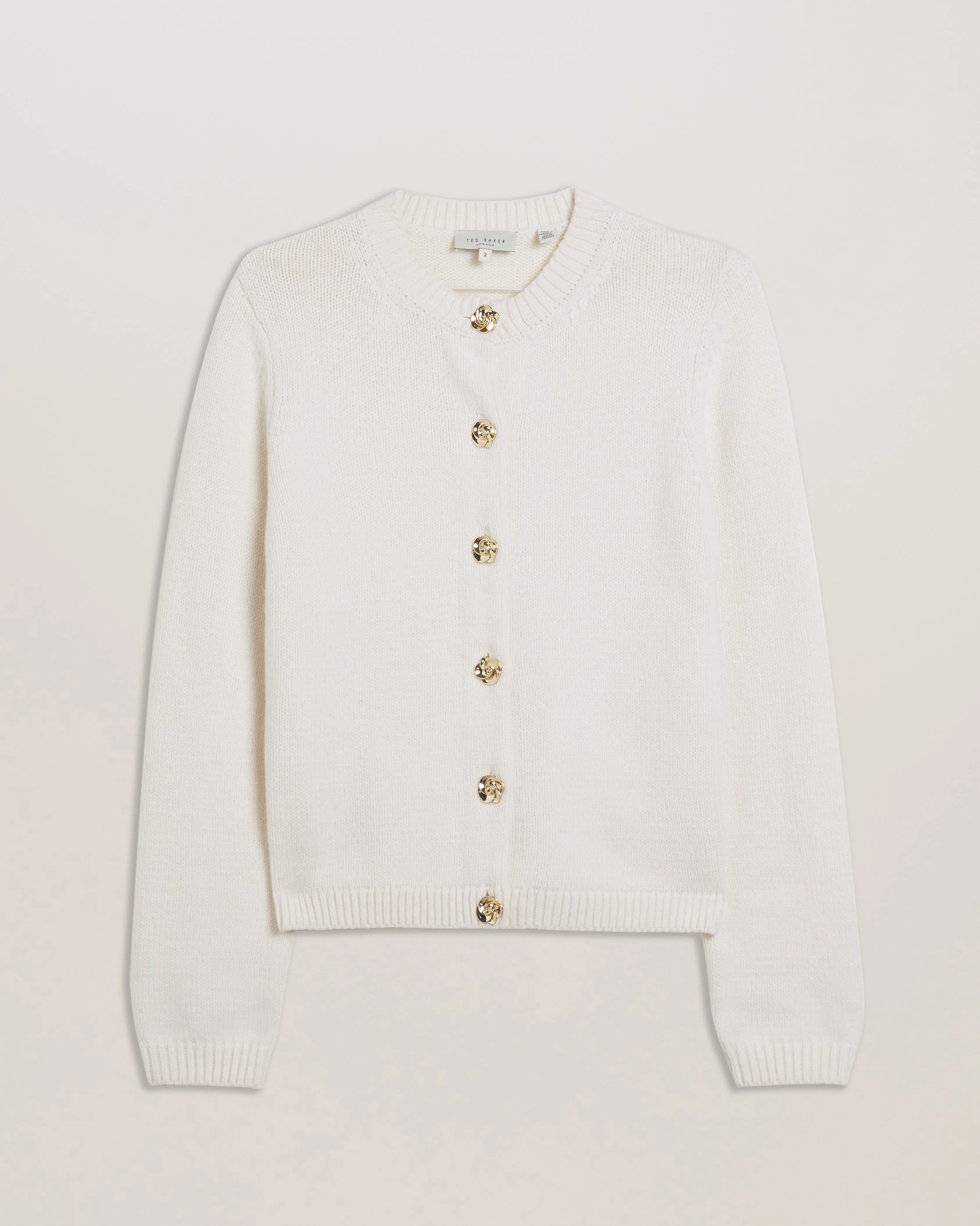 Jaycey Rose Button Crew Neck Cardigan Ivory