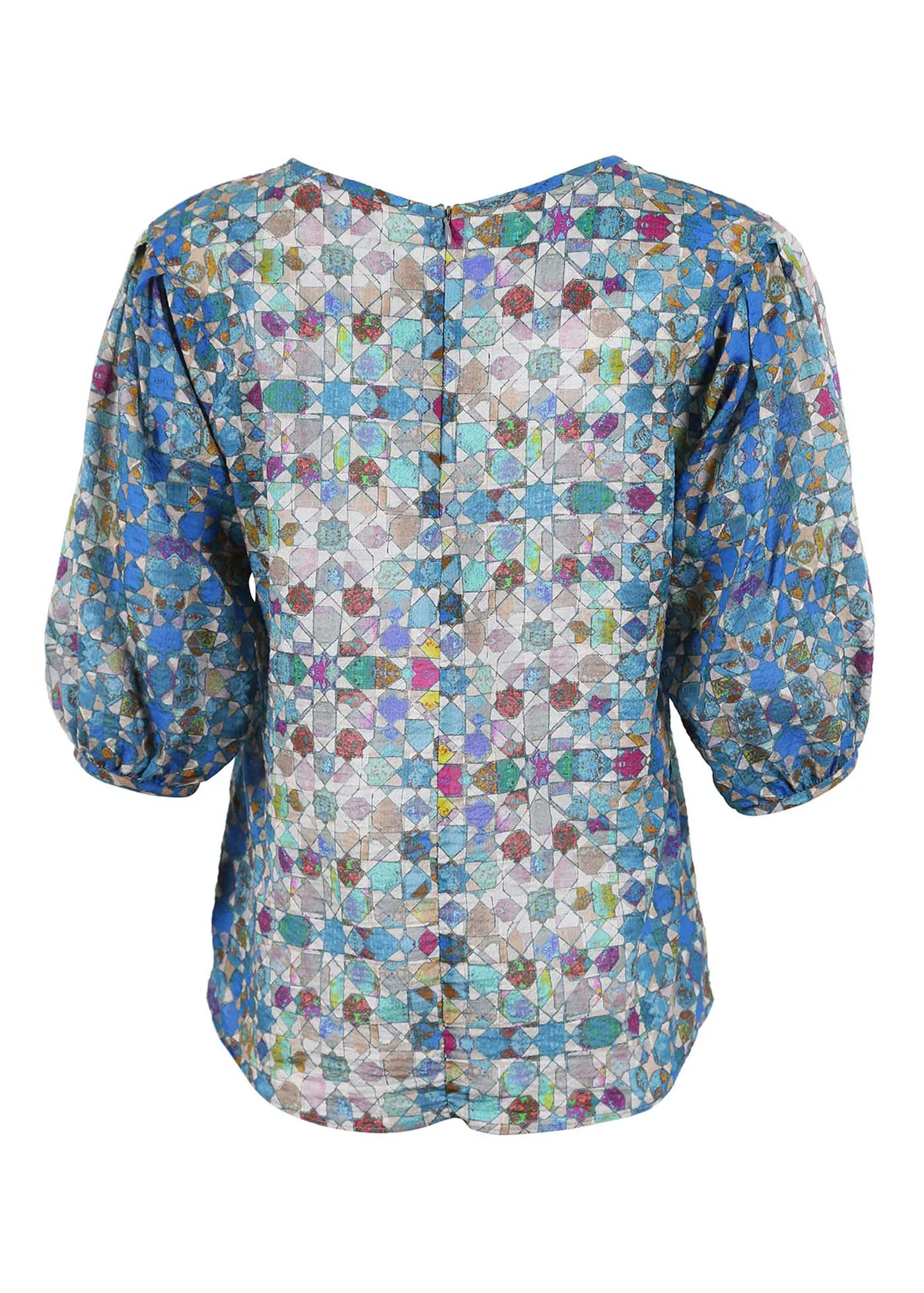 Kaleidoscope Blouse Blue in Seersucker