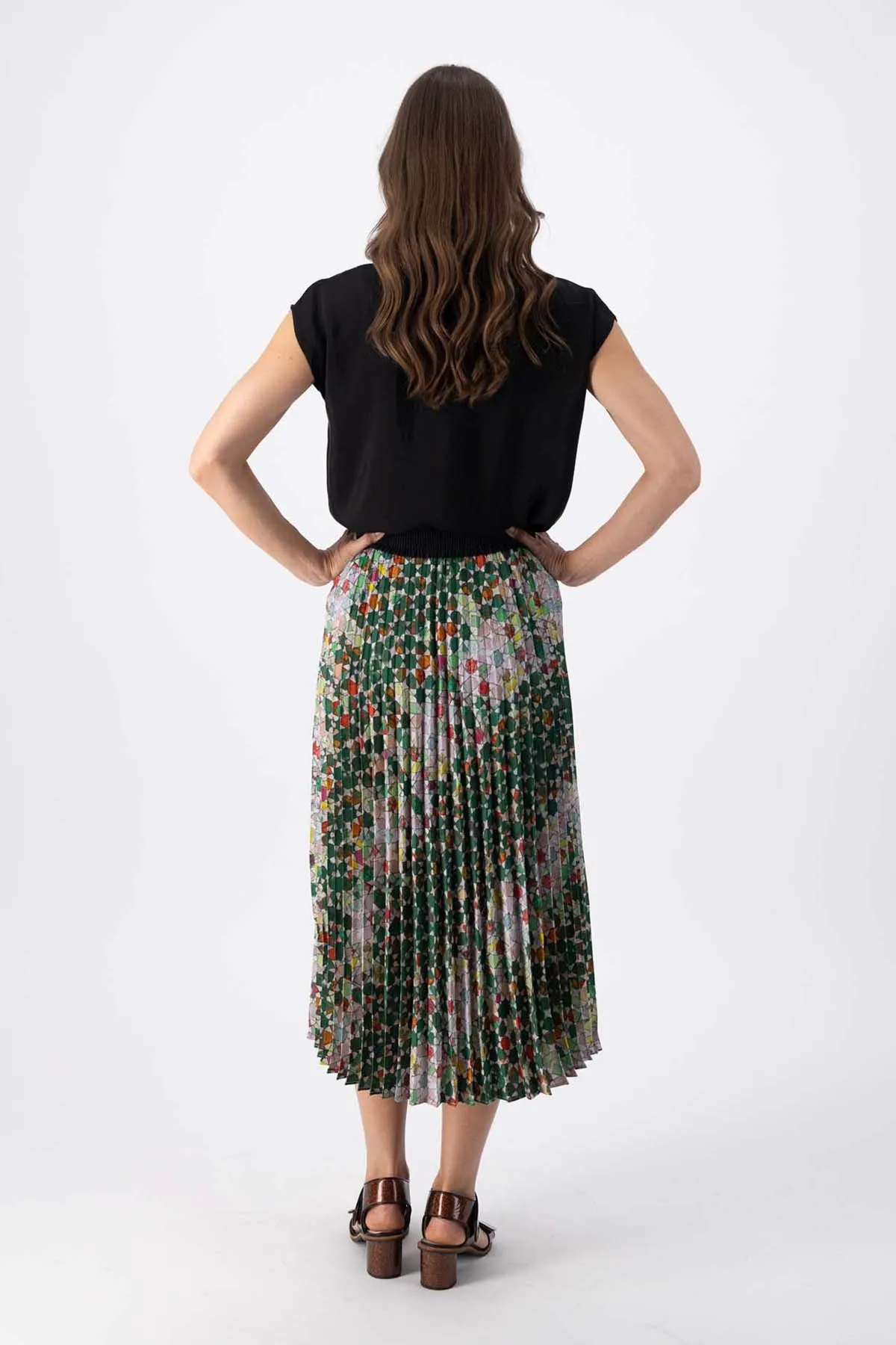 Kaleidoscope Pleated Skirt Green | Pre-Order