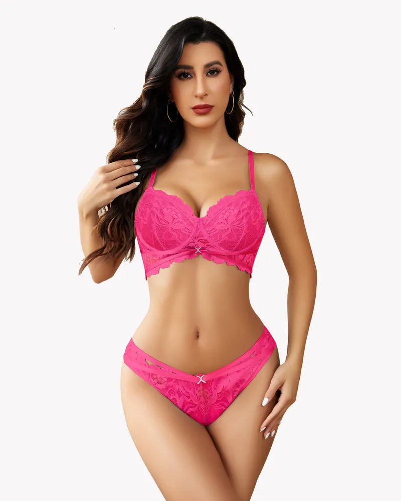 Lace Bra and Panty Set Push Up Underwear