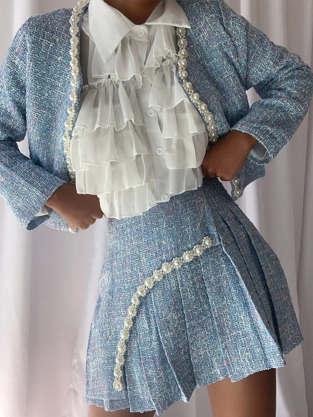 LE'ROSE Jacket & Skirt Set in Blue