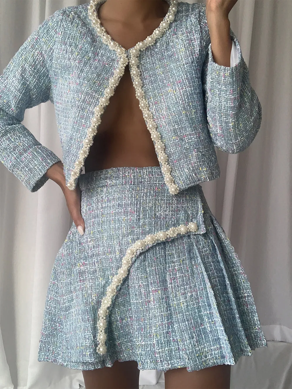 LE'ROSE Jacket & Skirt Set in Blue