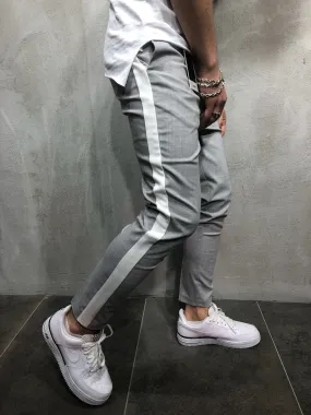 Light Gray Side Striped Casual Jogger Pant A111 Streetwear Jogger Pants