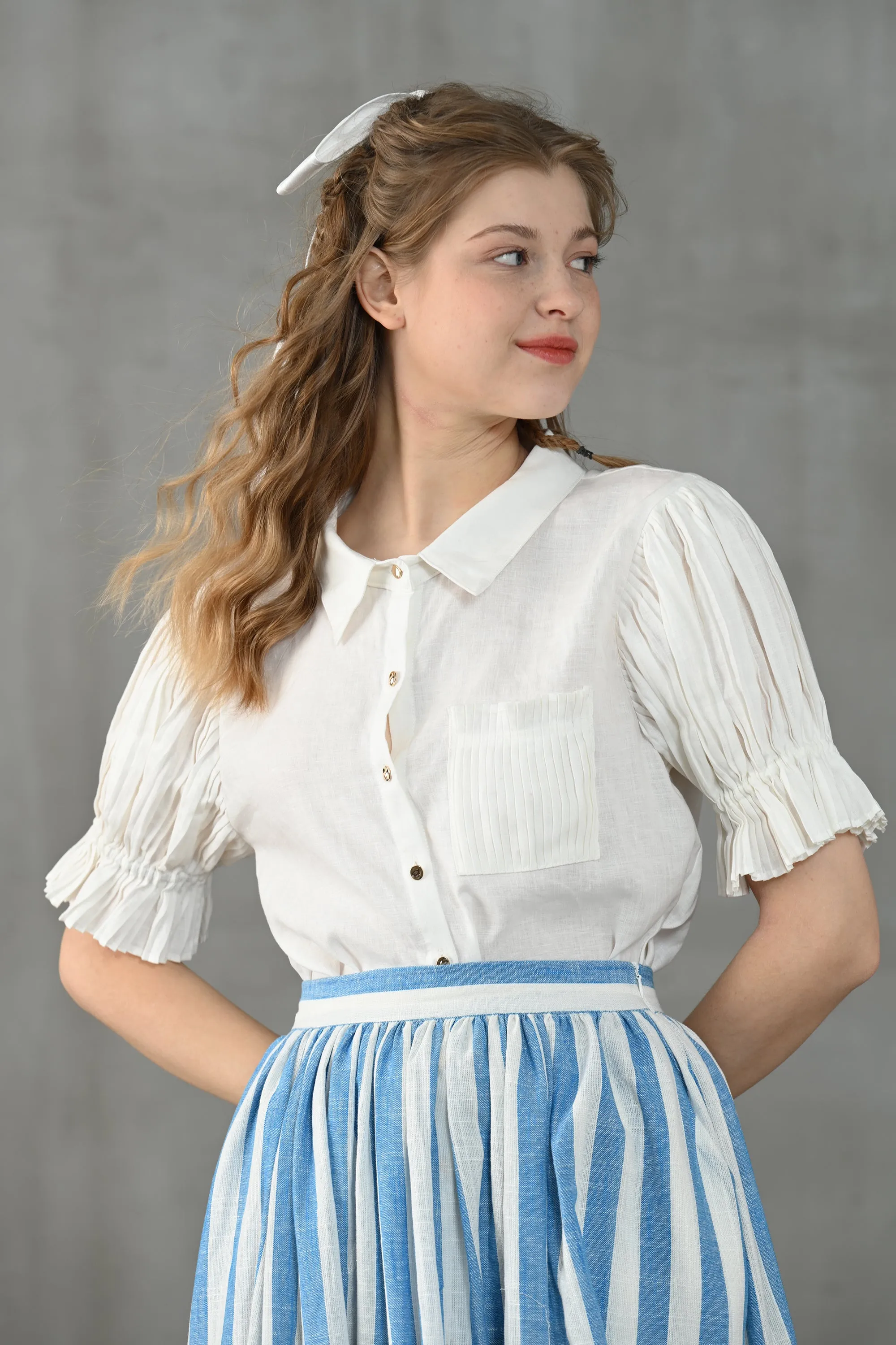 Lily of the valley 11 | Striped linen skirt