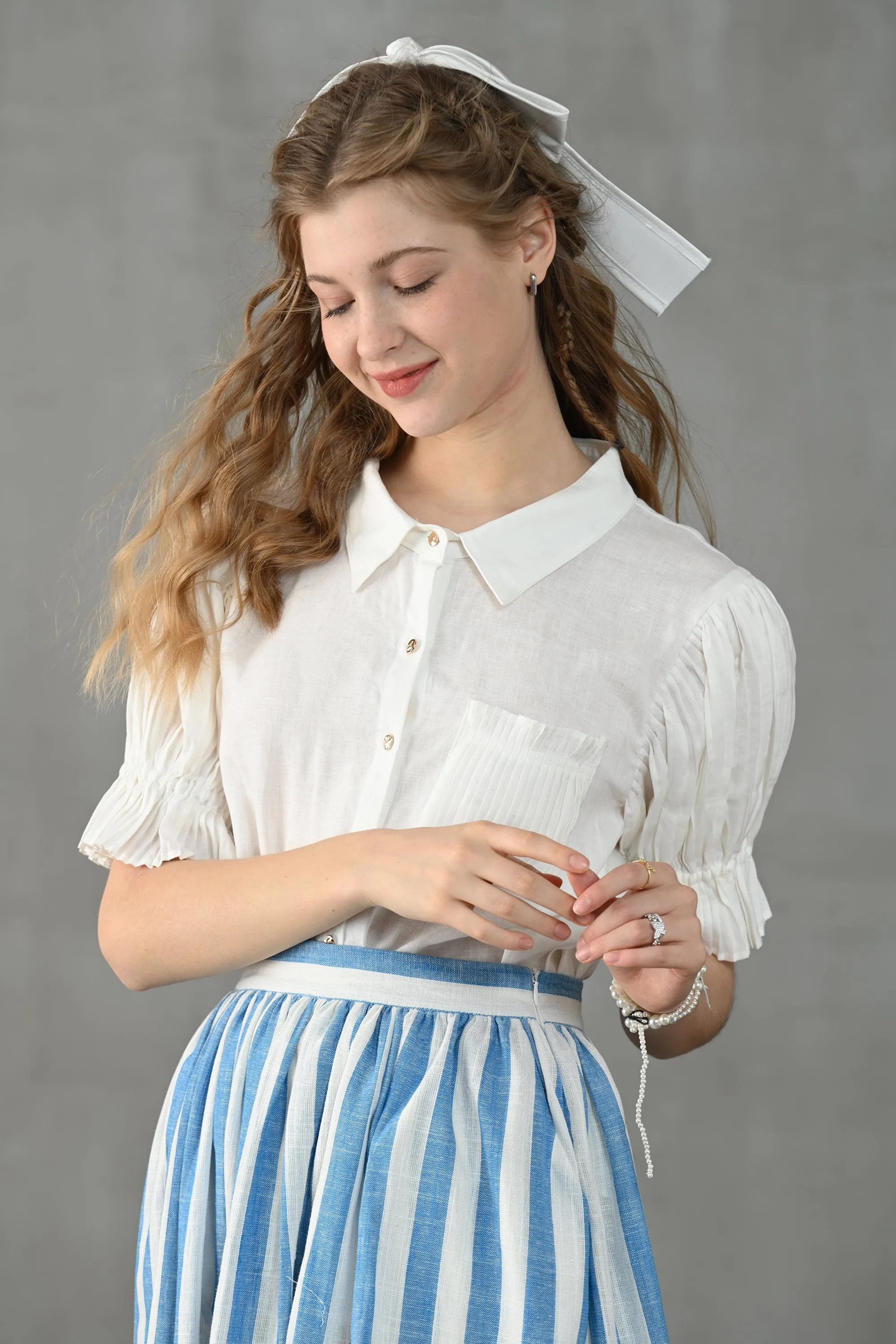 Lily of the valley 11 | Striped linen skirt