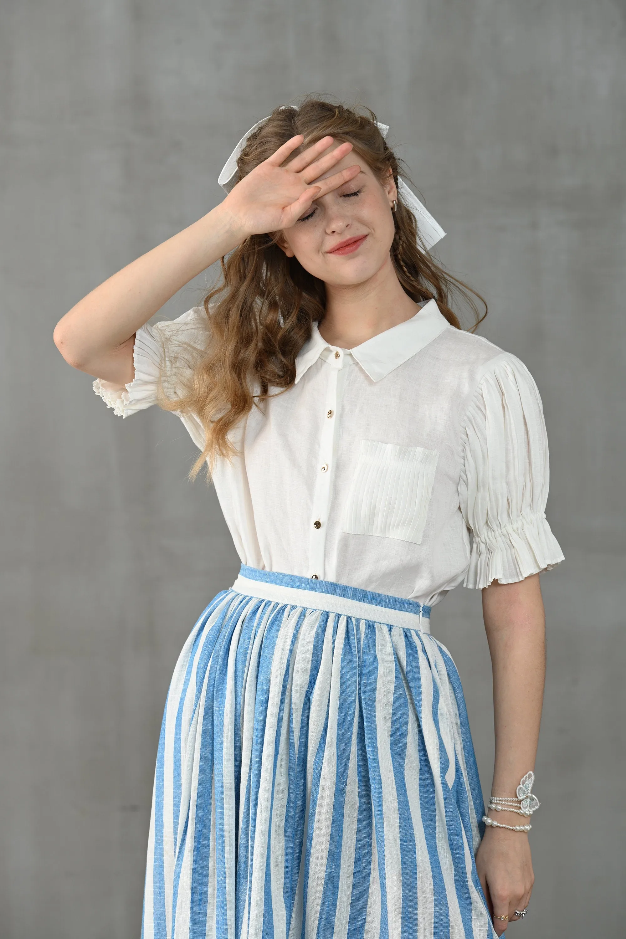 Lily of the valley 11 | Striped linen skirt