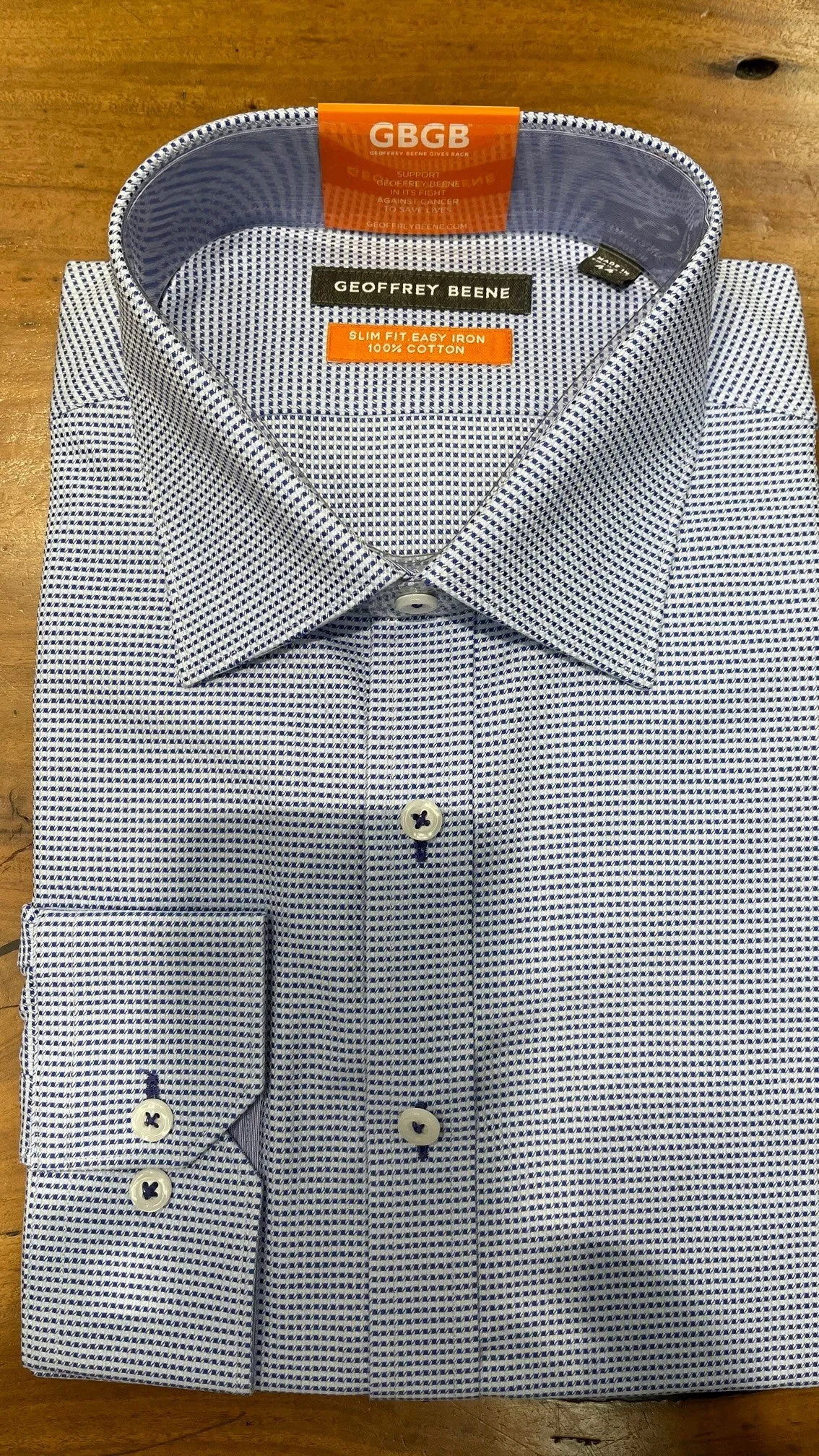 Long Sleeve Business Shirt - Geometric Print - Blue