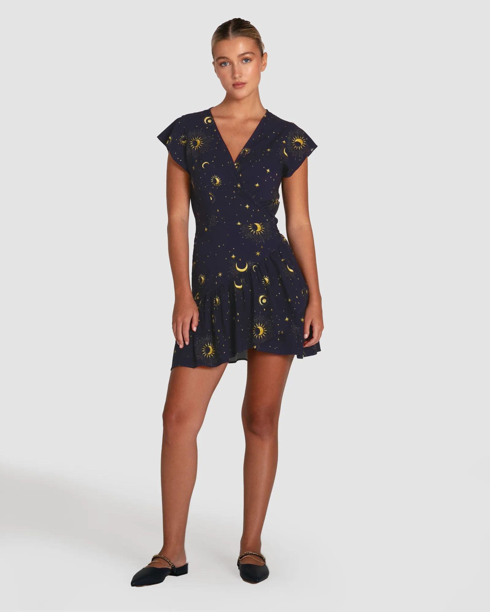 Love Shack Mini Wrap Dress - Navy