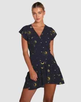 Love Shack Mini Wrap Dress - Navy