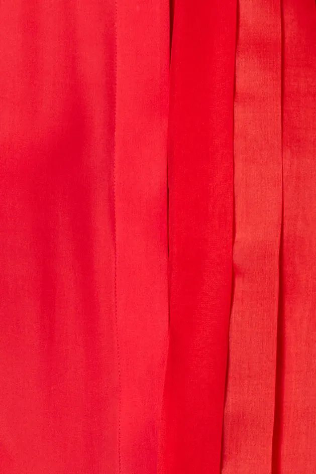 LUXEMBOURG red - silk pleated shirt