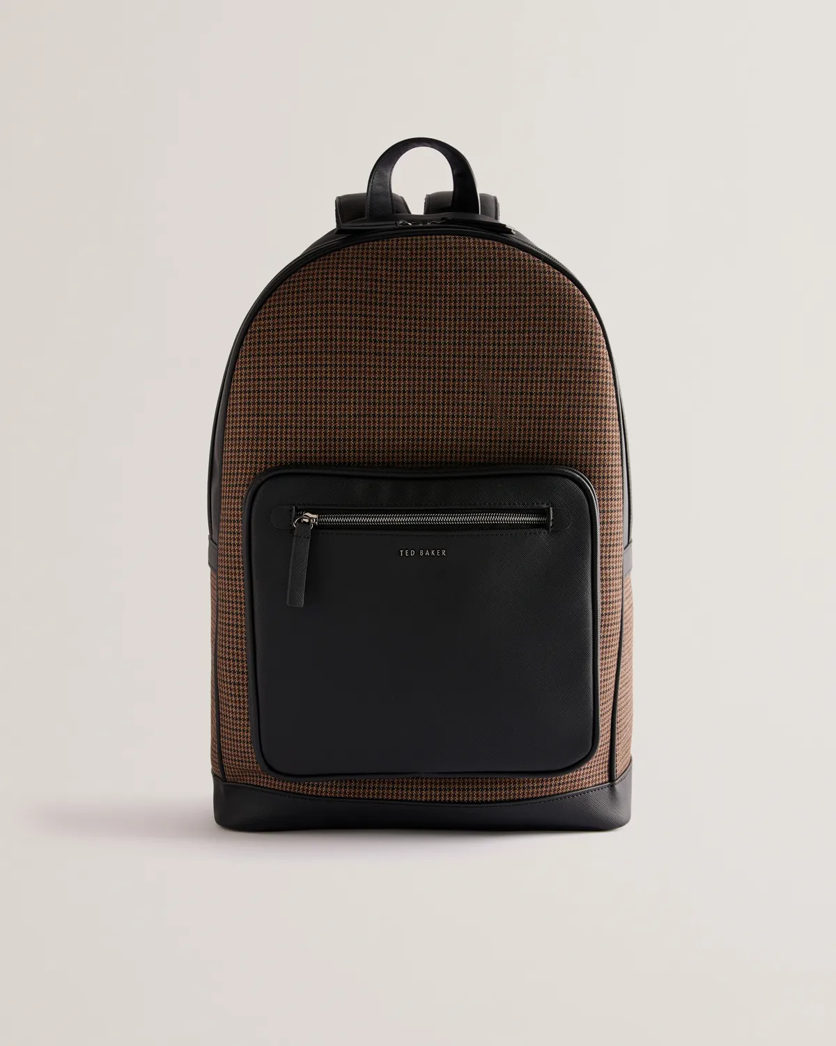 Malviin Check Fabric Backpack Black