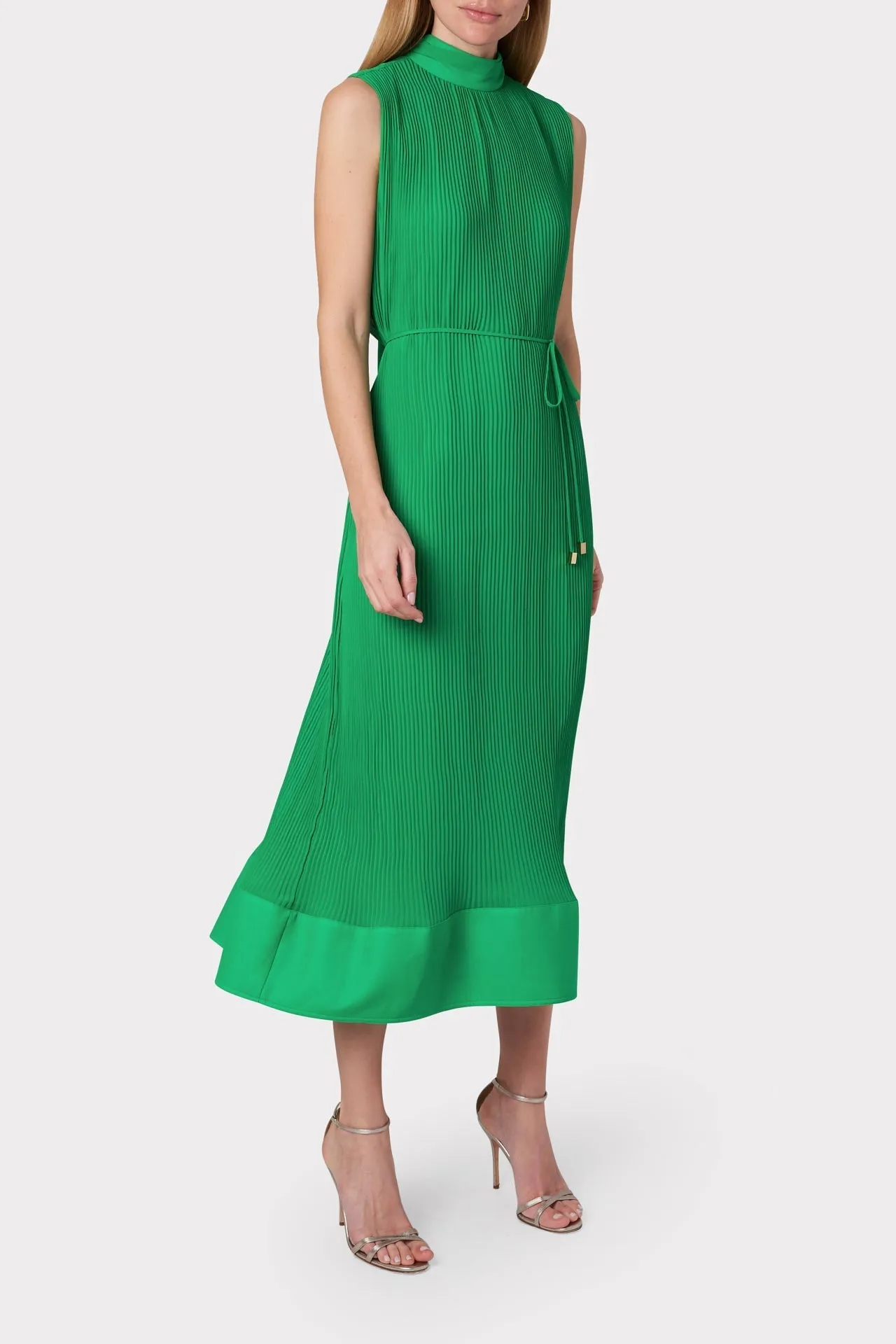 Melina Solid Pleated Dress