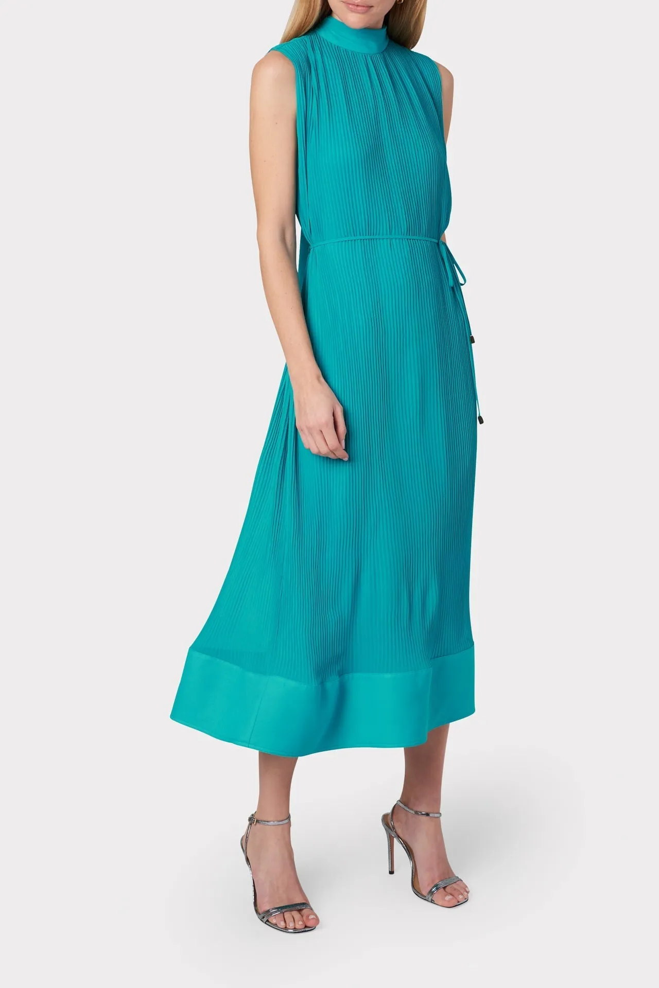 Melina Solid Pleated Dress