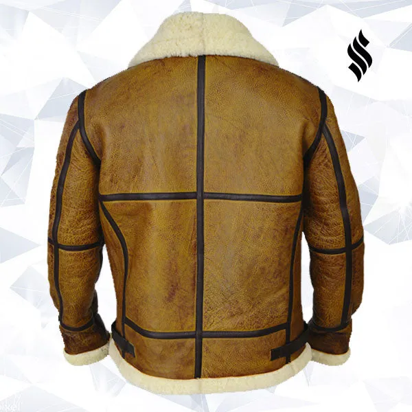 Men Brown B3 Bomber Shearling Jacket