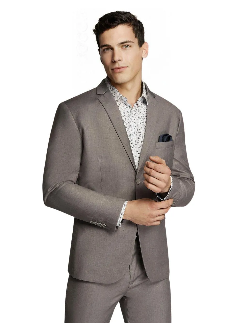 Men's Grey Formal Plain Slim Fit Suit