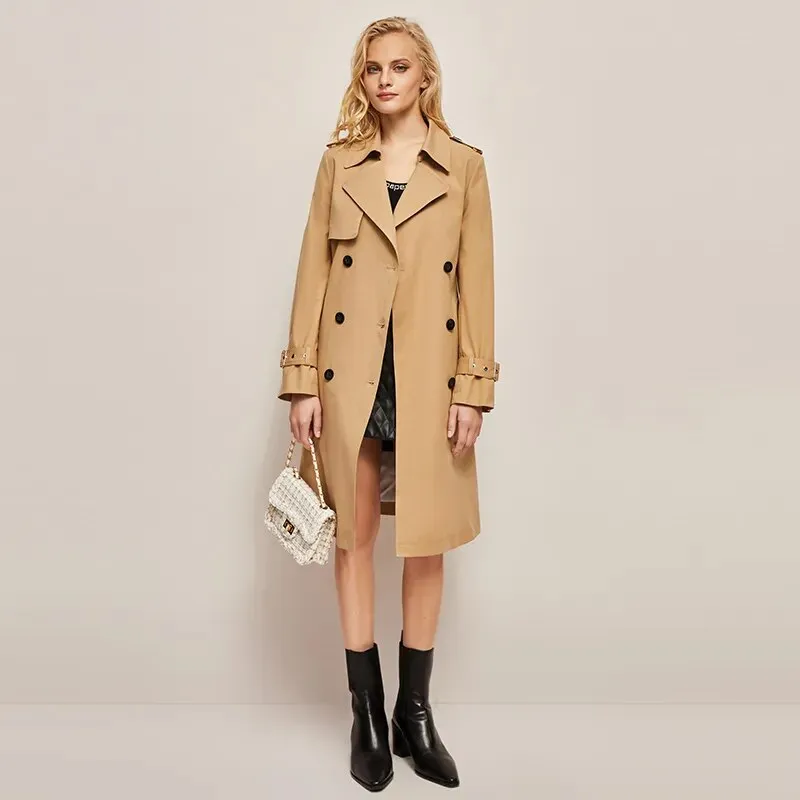 Mid-length British Style High-end Temperament Slim Fit Trench Coat