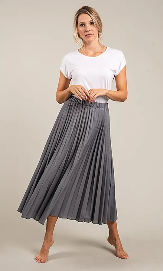 Midi Pleated Skirt - Dove Brown