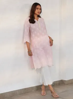 Mulmul Cotton Arpora Pink kurta