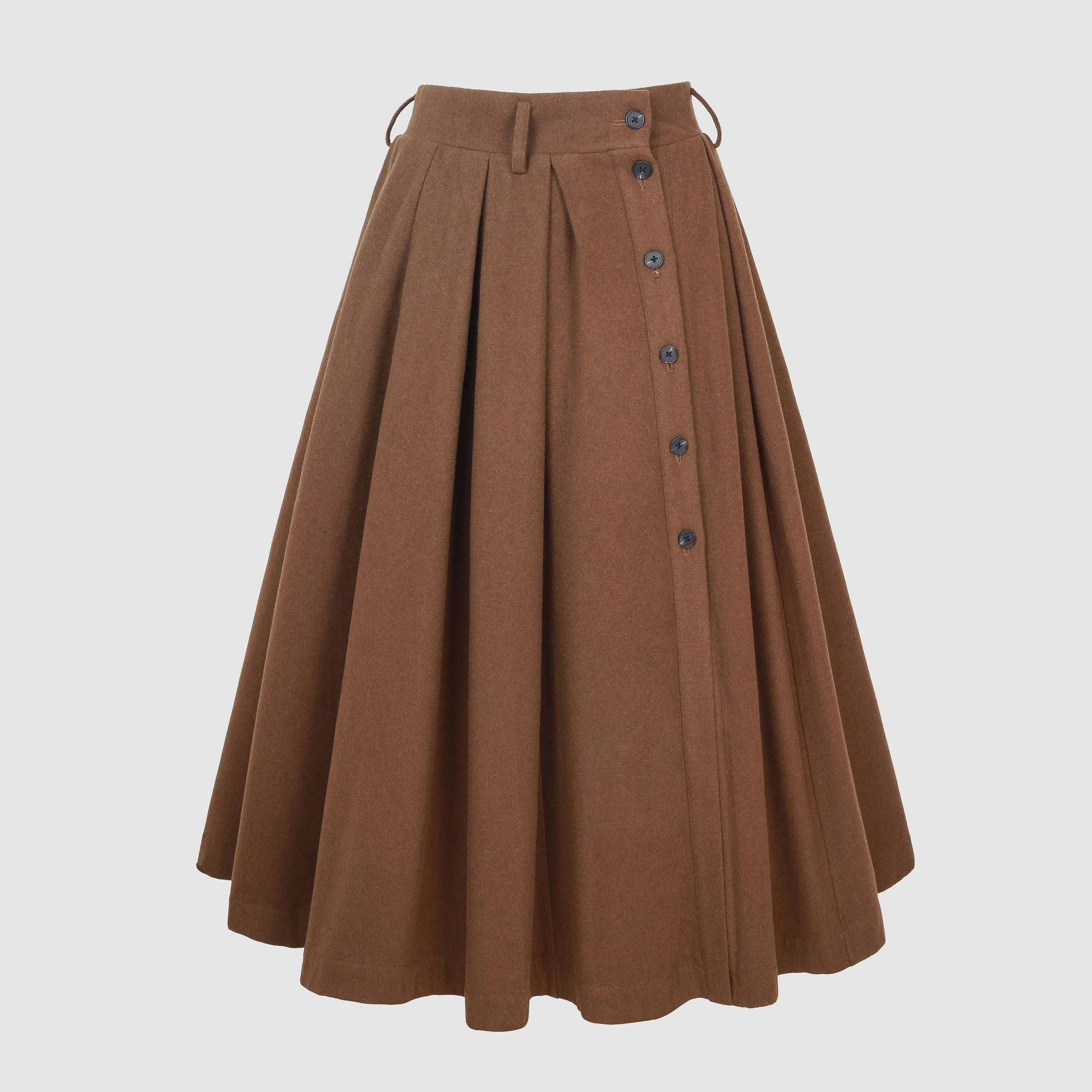 Naomi 33 | buttoned up wool skirt in brown