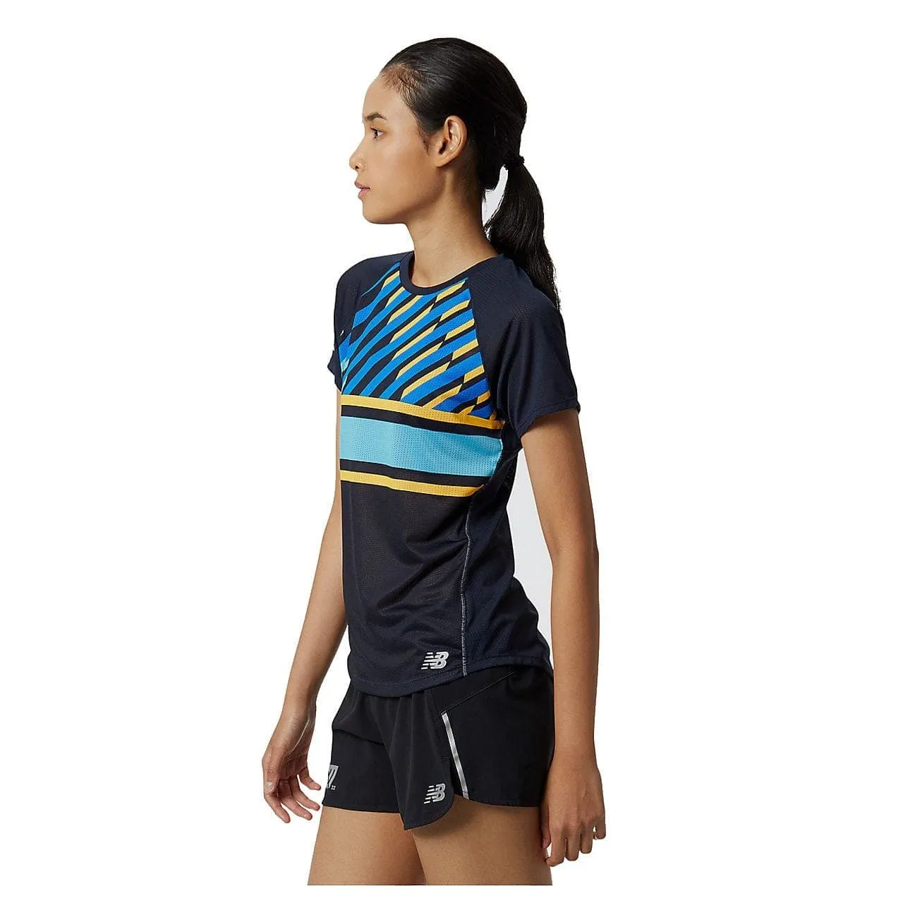 New Balance London Edition Printed Impact Run Short Sleeve (Women's) - Navy