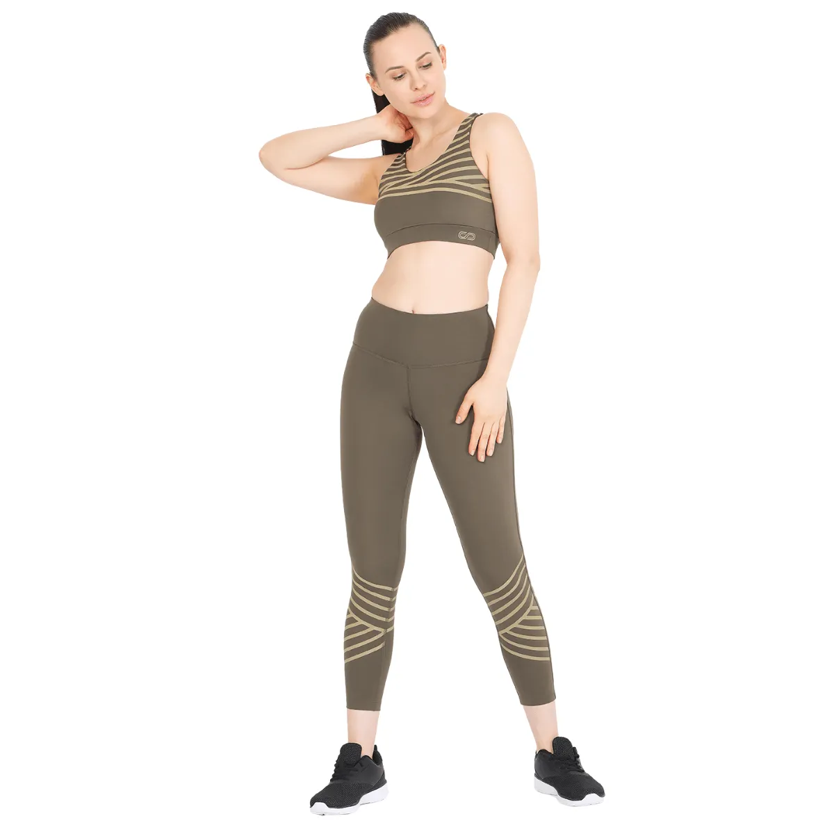 Olive Athena Reflective Crop Top & Leggings