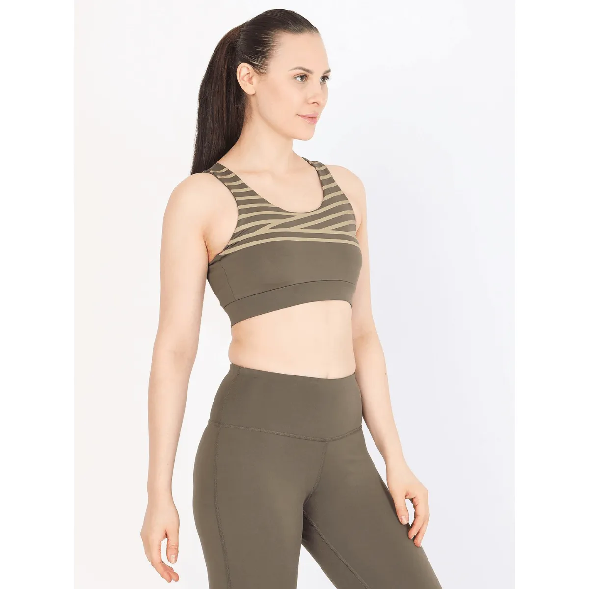 Olive Athena Reflective Crop Top & Leggings