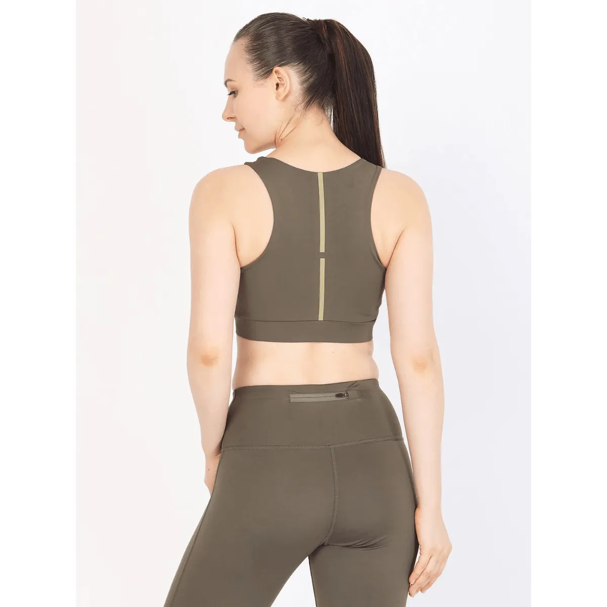 Olive Athena Reflective Crop Top & Leggings