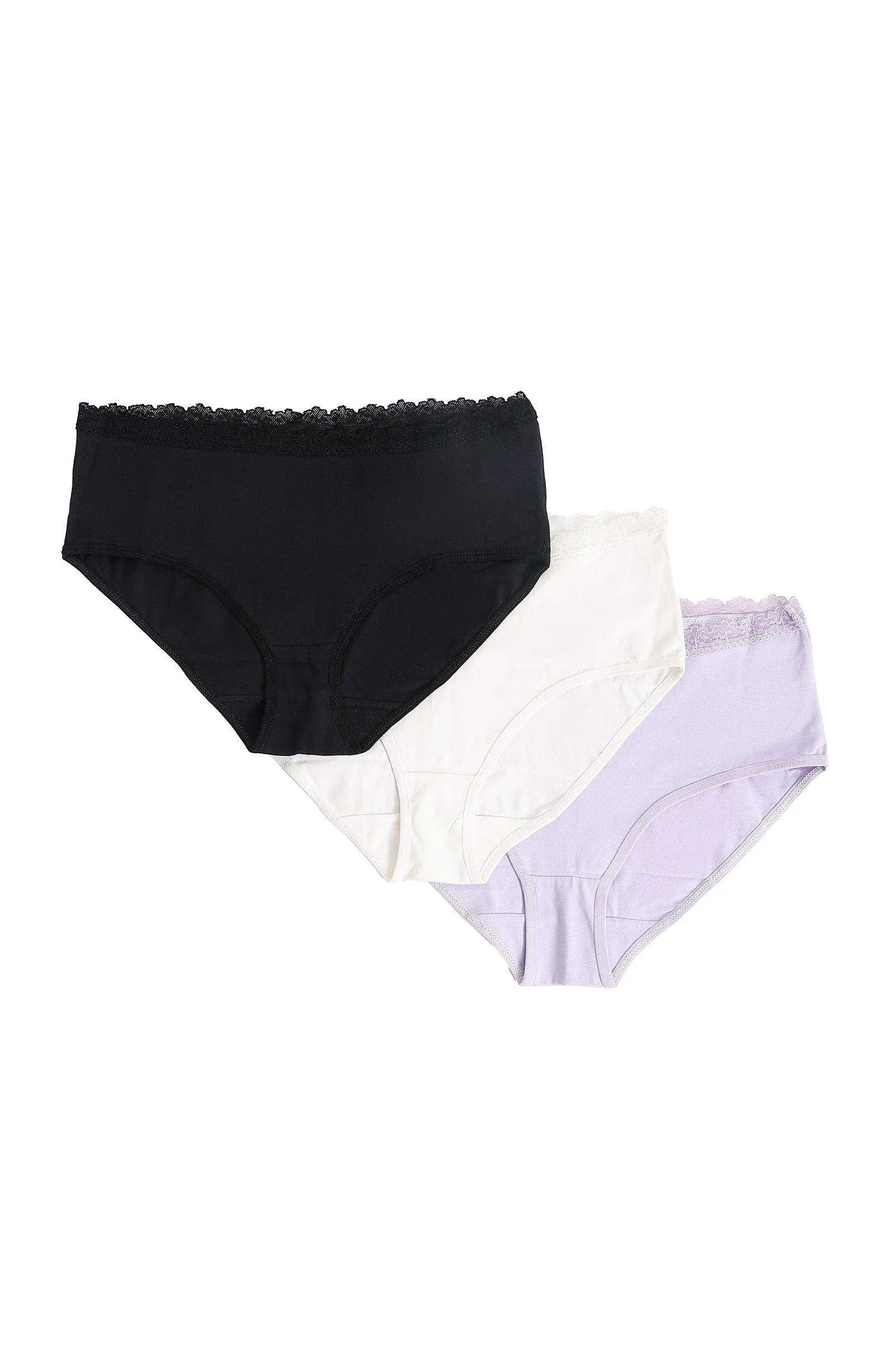 Pack of 3 Full Brief Panties with Lace