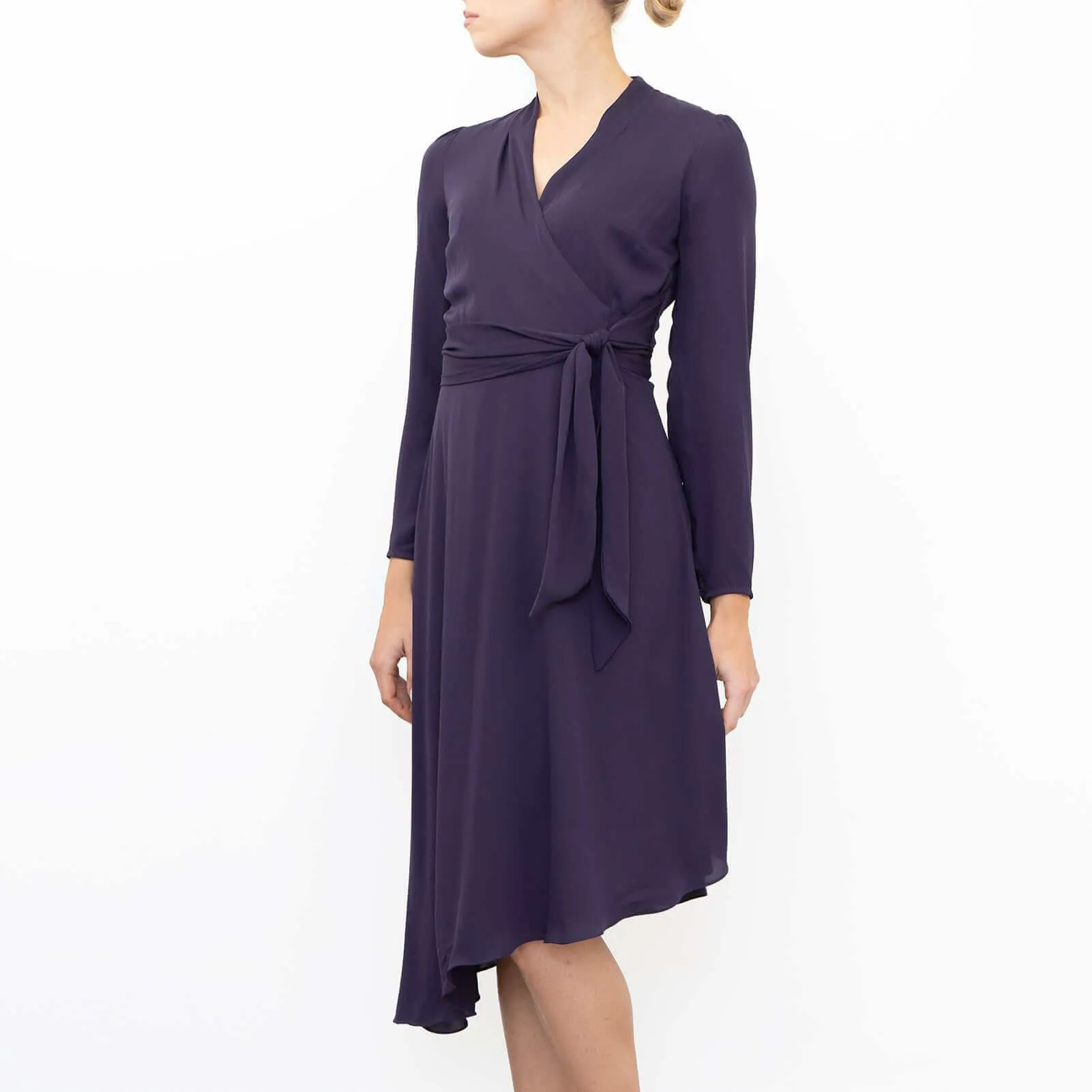 Phase Eight Justine Cross Wrap Long Sleeve Purple Short Dress