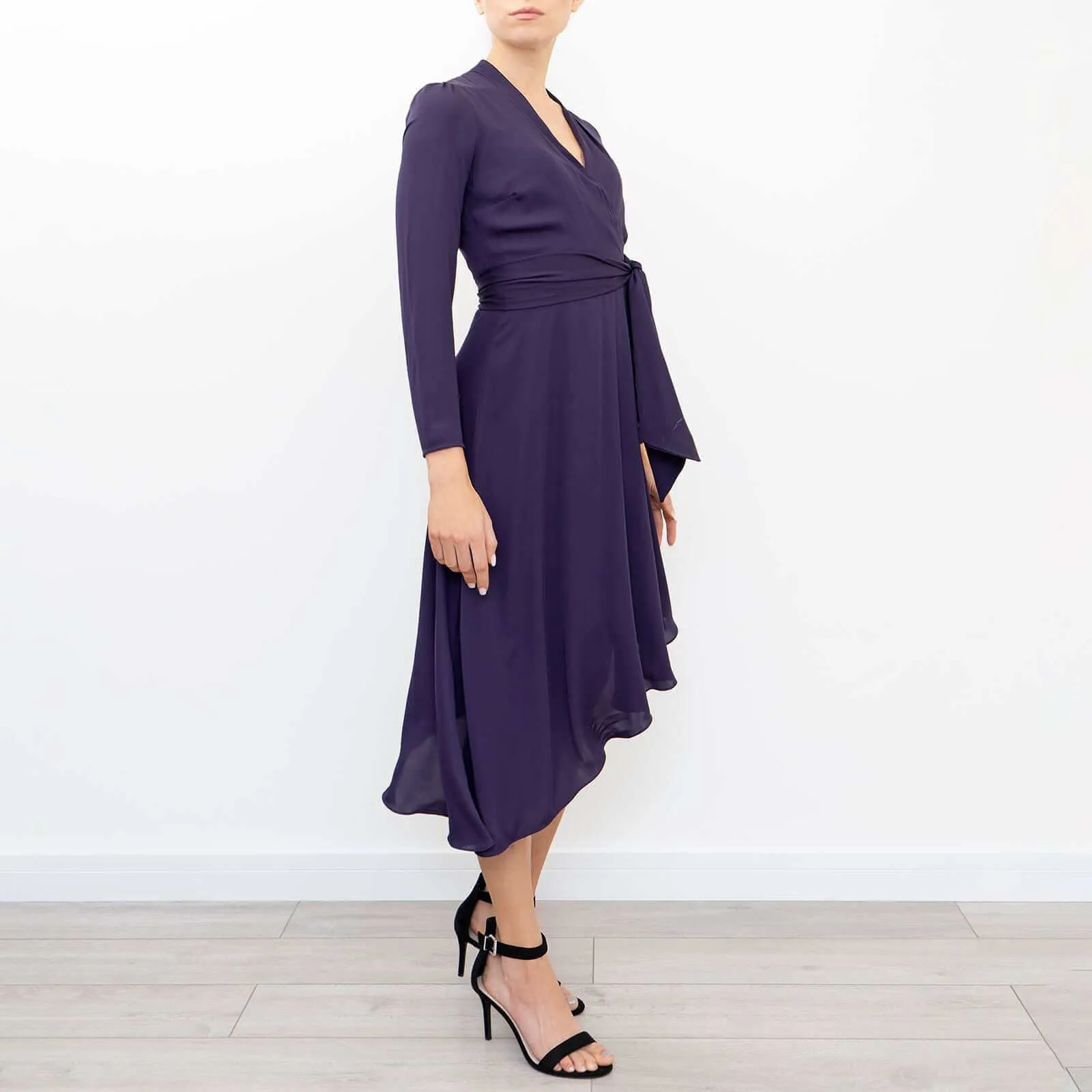 Phase Eight Justine Cross Wrap Long Sleeve Purple Short Dress