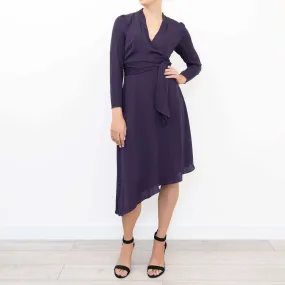 Phase Eight Justine Cross Wrap Long Sleeve Purple Short Dress