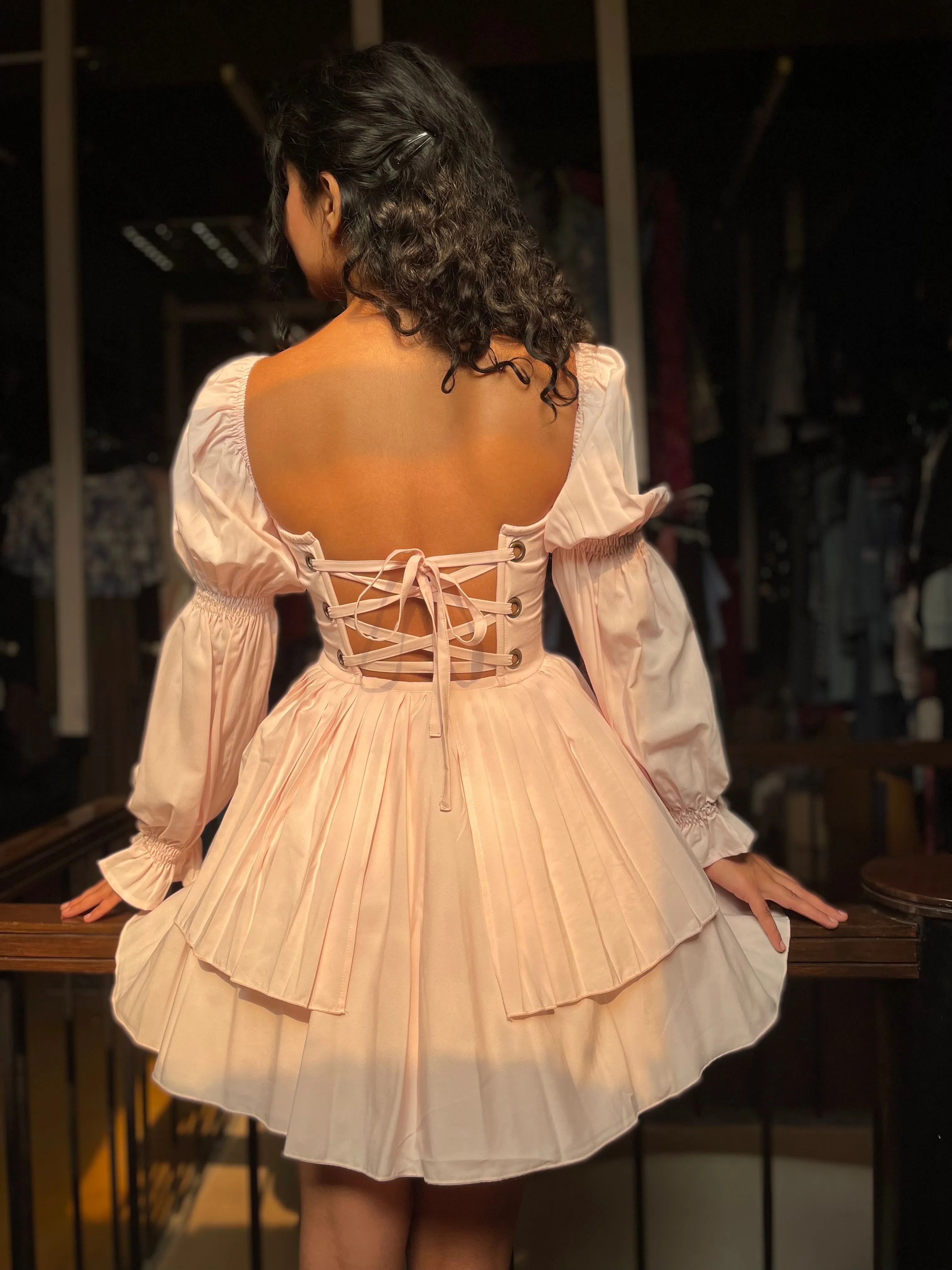 Pixie Baby Pink Puff Corset Dress