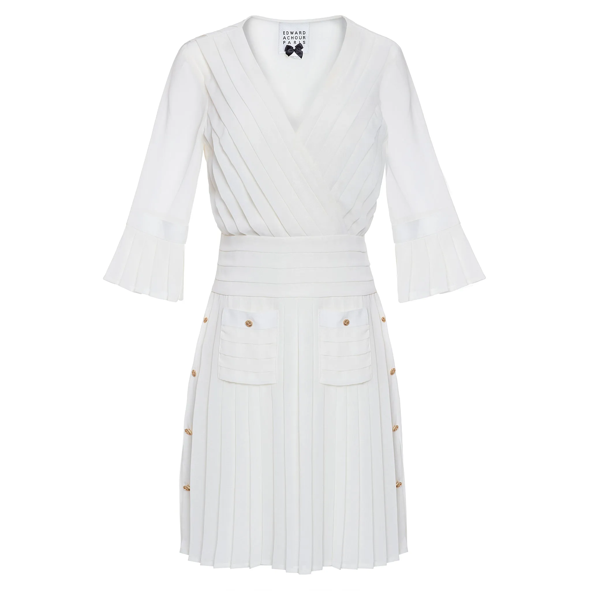 Pleated Crepe Dress - Ivory