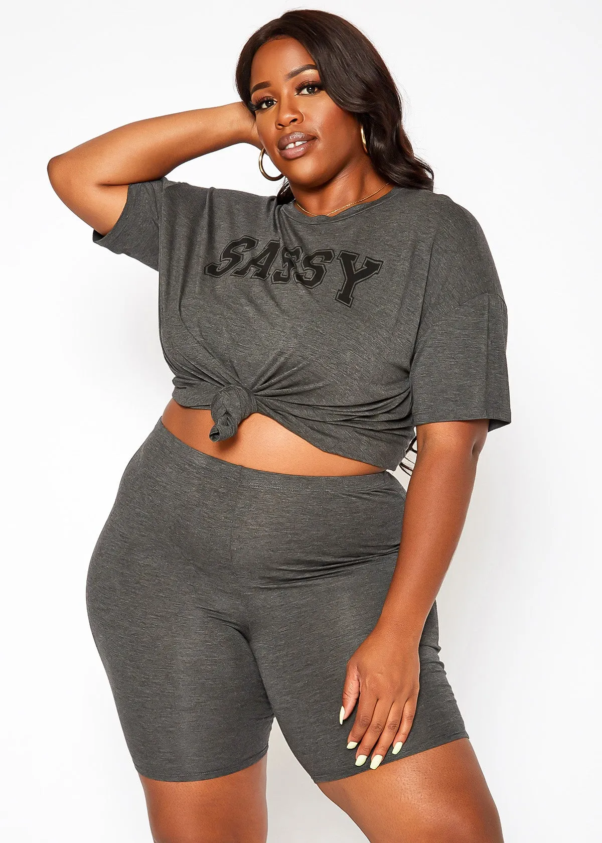 Plus Size Basic Half Leggings