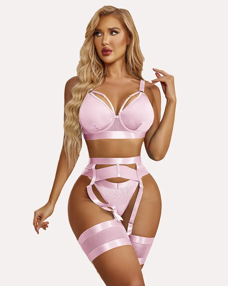 Push Up 5 Piece Lingerie Set with Garter