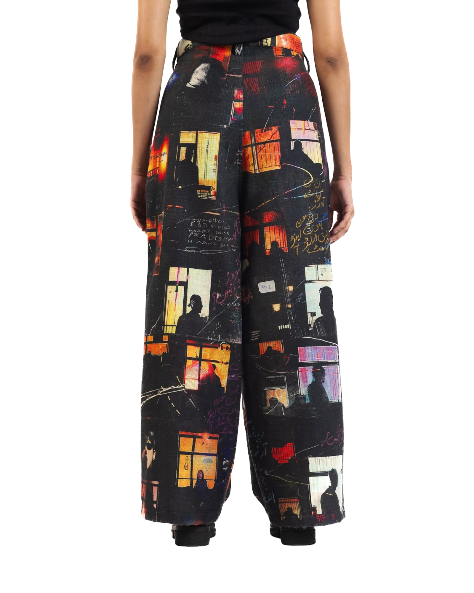 "Nocturnal Ride" Printed Straight Leg Trousers