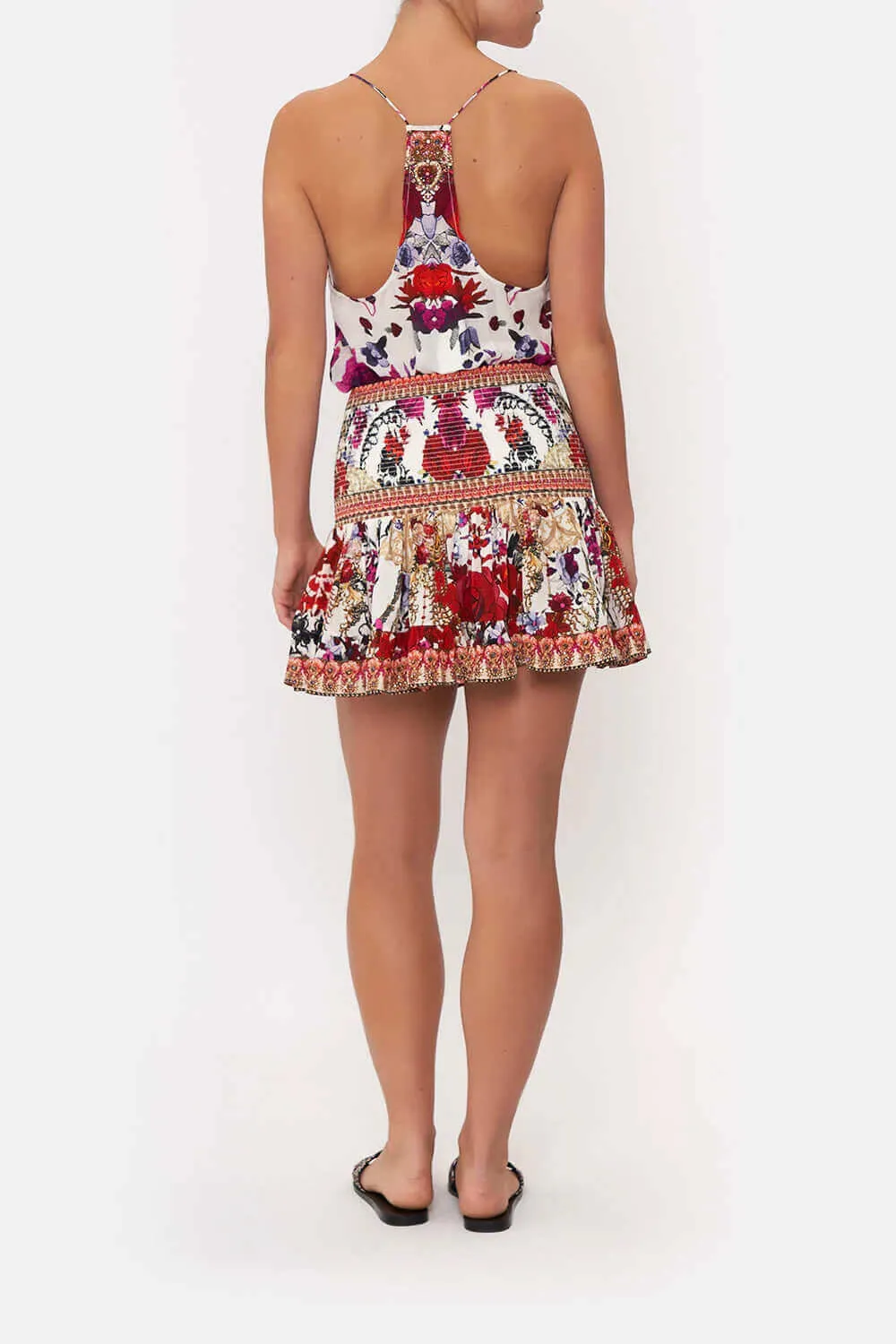 Reign Of Roses Short Shirred Skirt