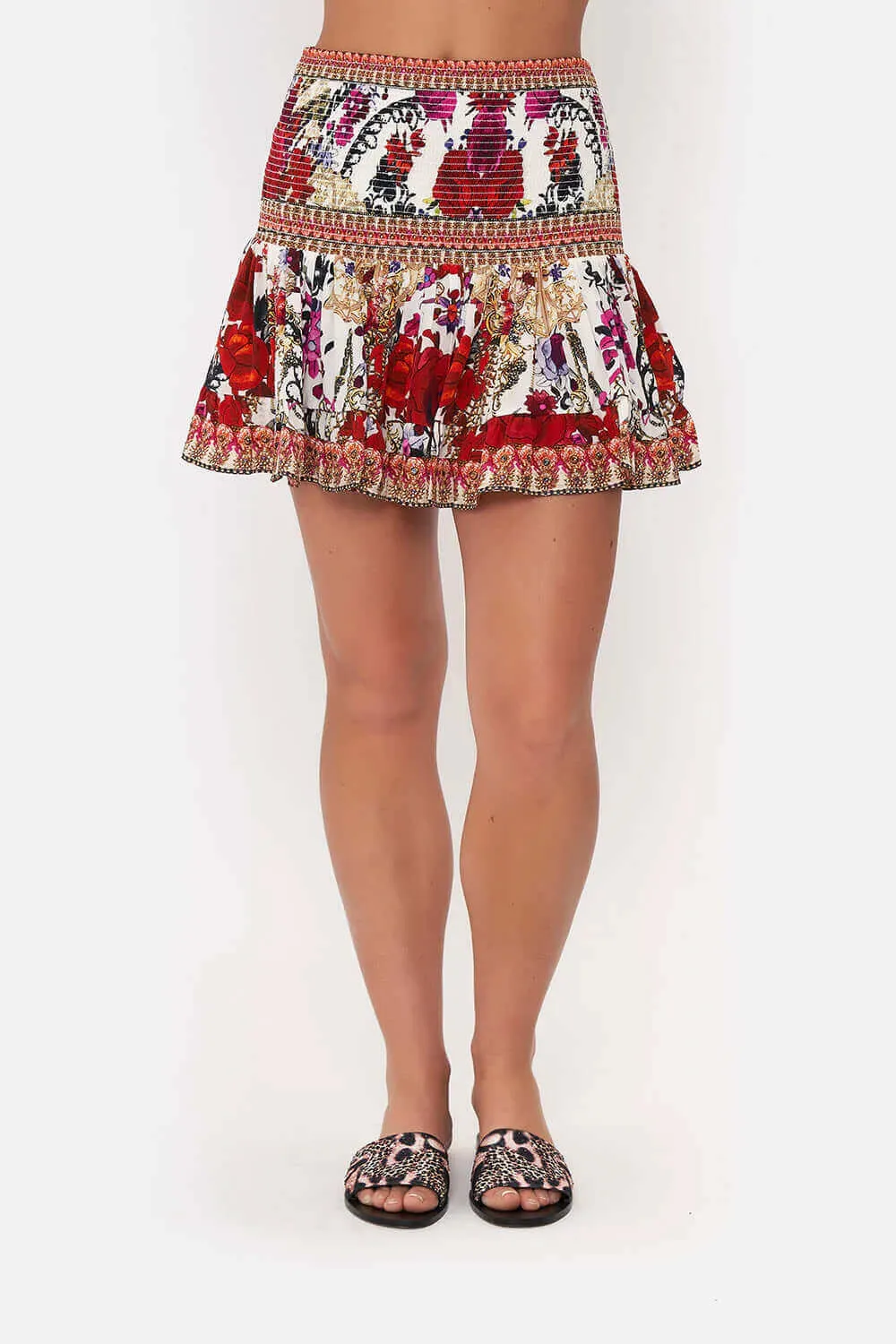 Reign Of Roses Short Shirred Skirt