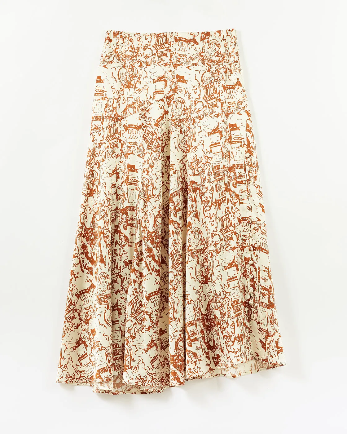 Ria Skirt Silk Satin Printed Brown