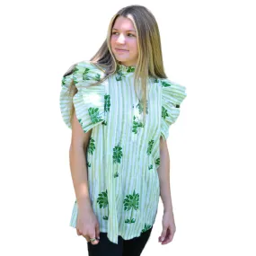 SAMPLE | Ruffle Sleeve Top | Summer Palms