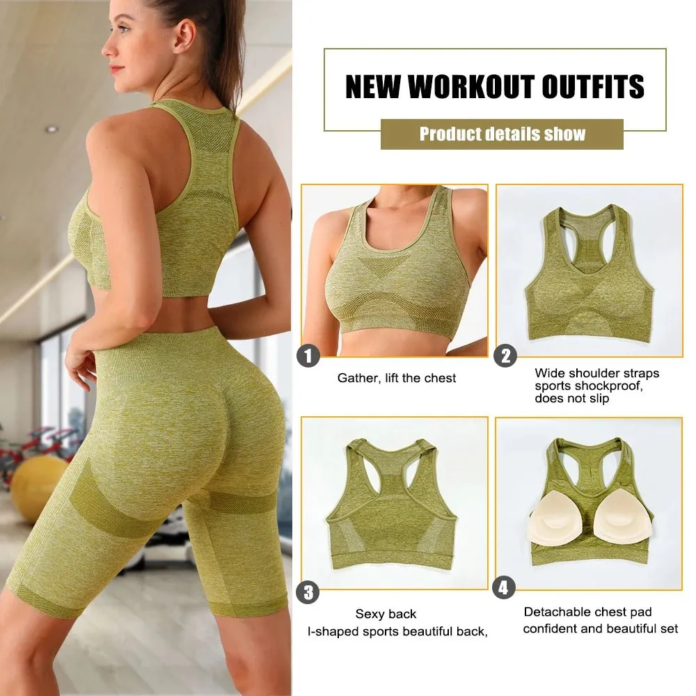 Seamless Women Push Up Scrunch Short Butt Lift Panties Wear Yoga Bra Gym High Waist Fitness Workout Leggings Yoga Set