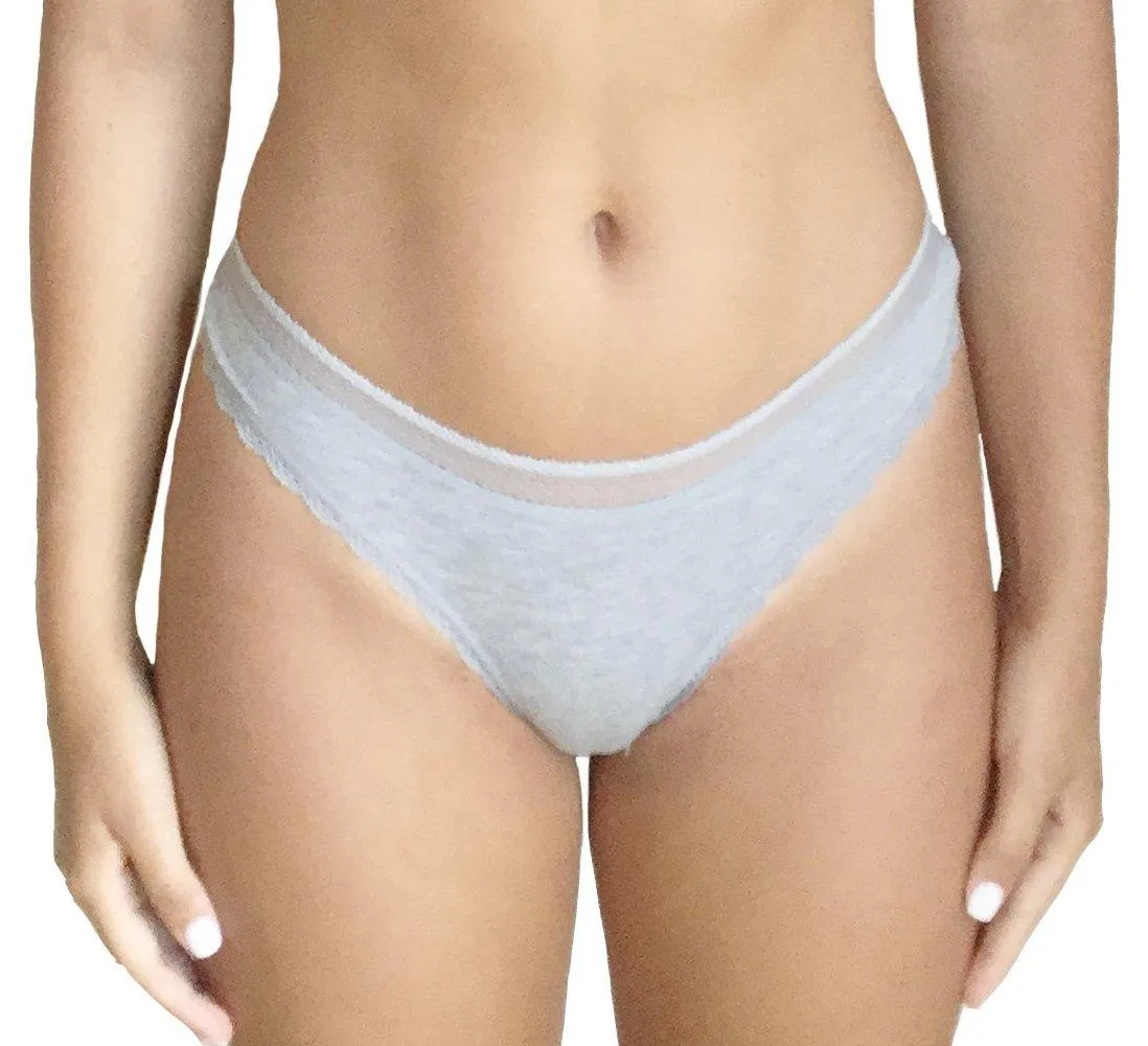 Serena Pima Cotton Lace Trim Thong - Clearance Rack