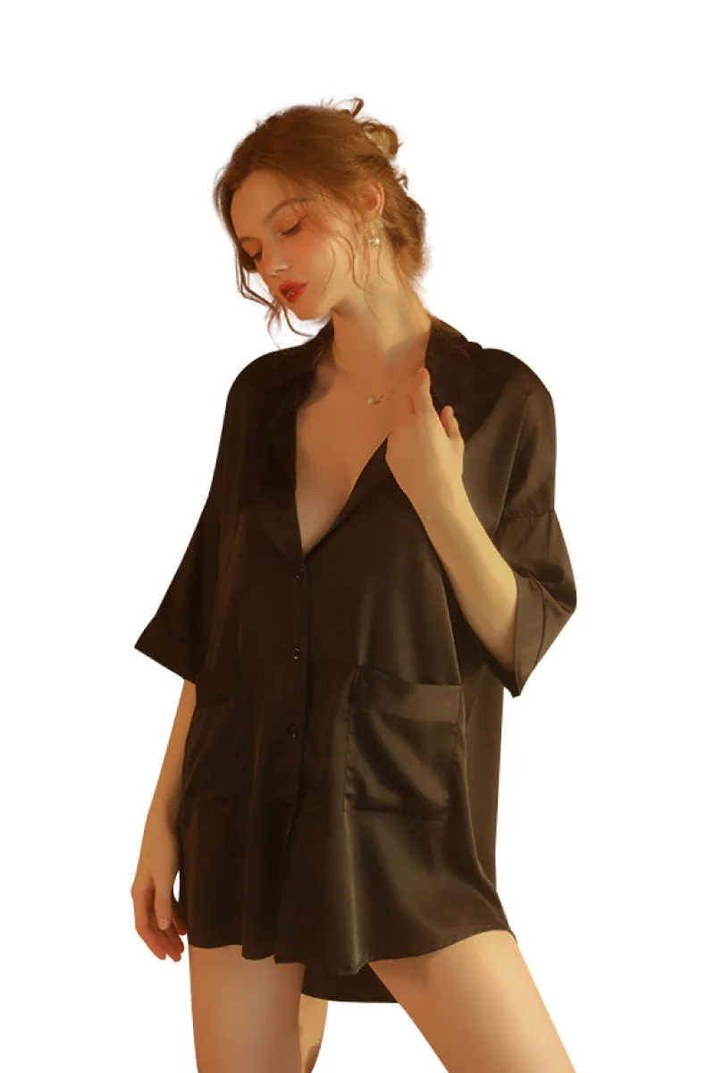 Sexy Loose-ﬁtting Women Sleepwear Shirt