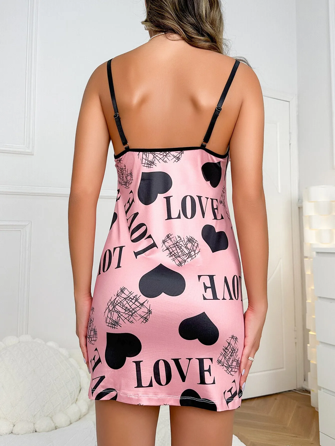 Sexy Printed, Suspenders Nightdress