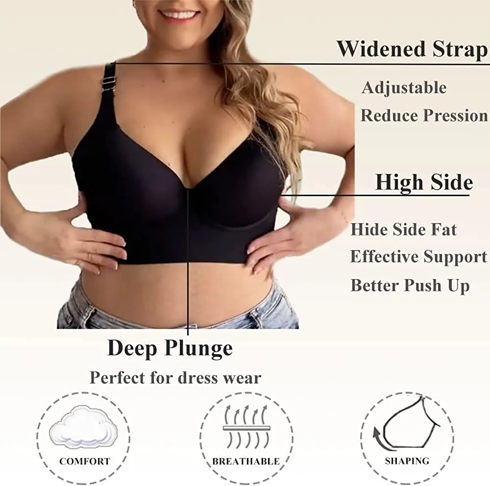 SheCurve® Push-Up Back Smoothing Bra - Black Beige (2 PACK）