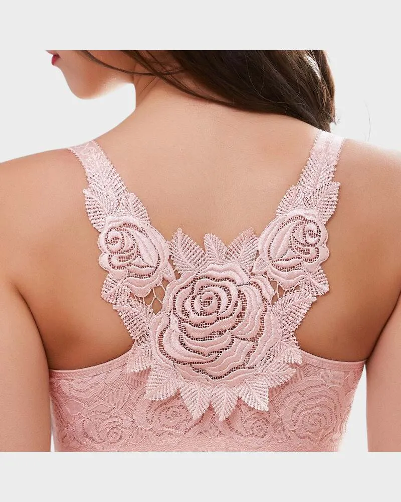 SheCurve® Rose Embroidery Front Closure Bra