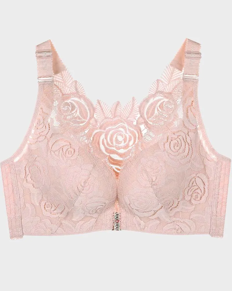 SheCurve® Rose Embroidery Front Closure Bra